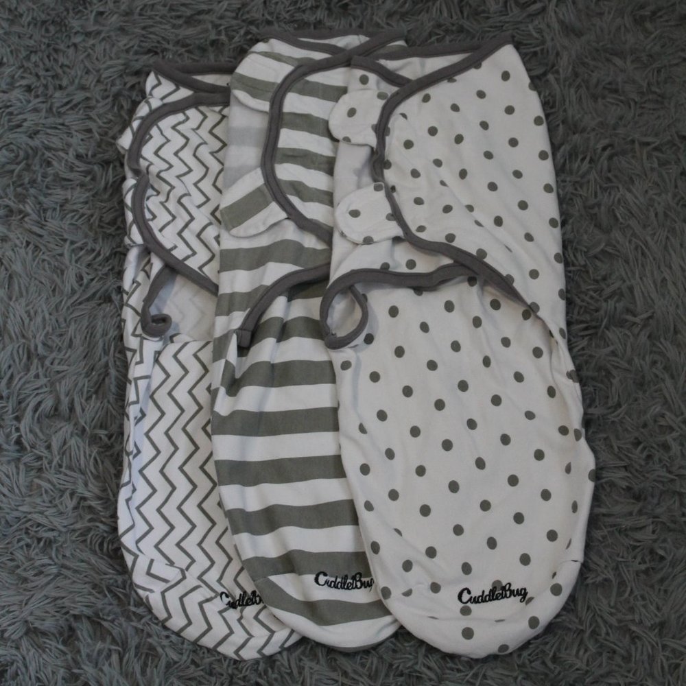 Set of 3 cuddle bug easy swaddles